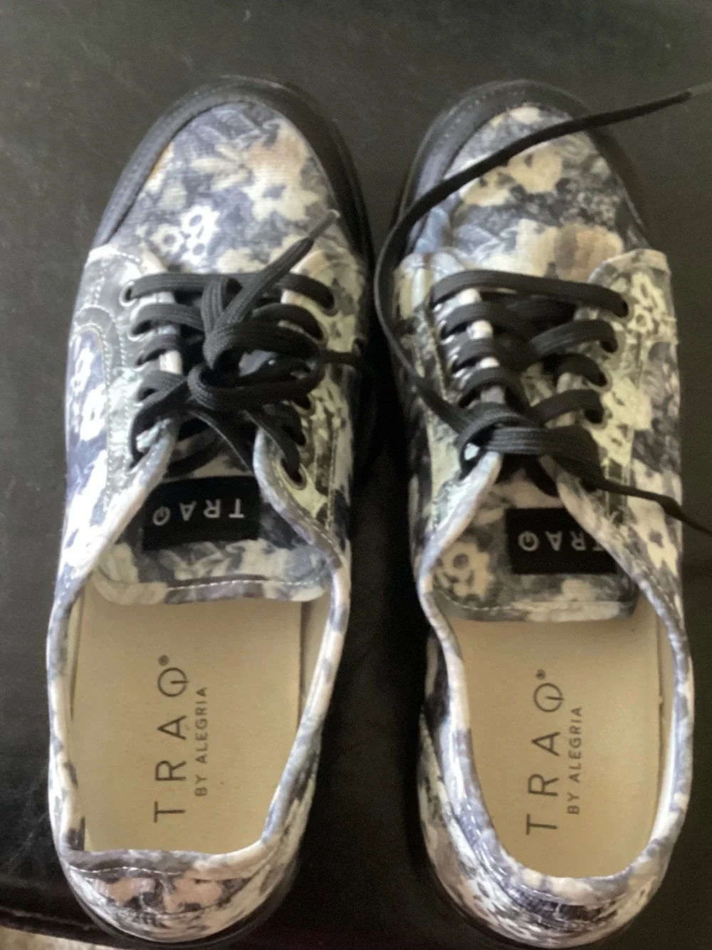 Alegria Women’s Black & White Floral Canvas Sneakers